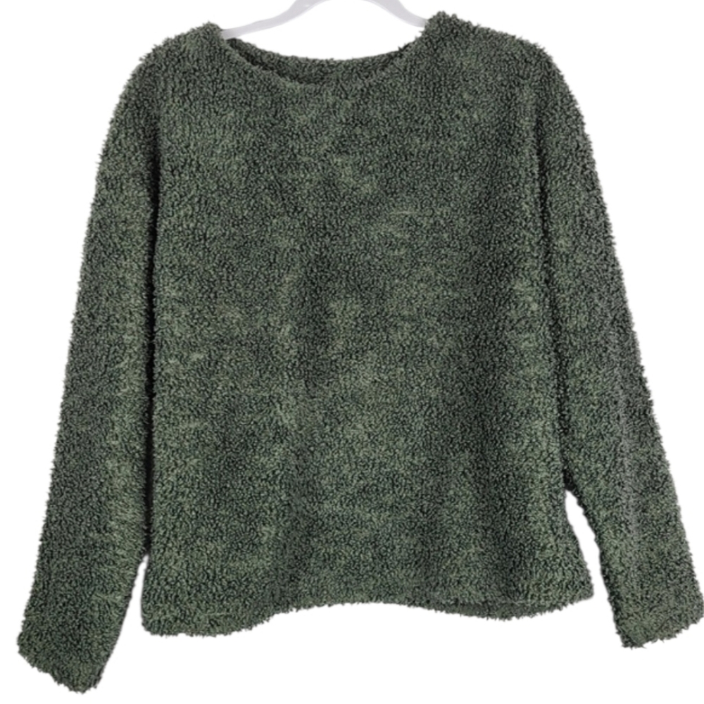 Uniqlo Gray Teddy Fleece Crewneck Sweater Medium Cozy Minimalist
